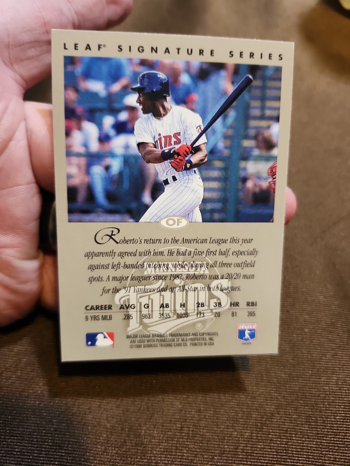 Roberto Kelly AUTOGRAPH Minnesota Twins 1996 Leaf Signature Series SILVER AUTO