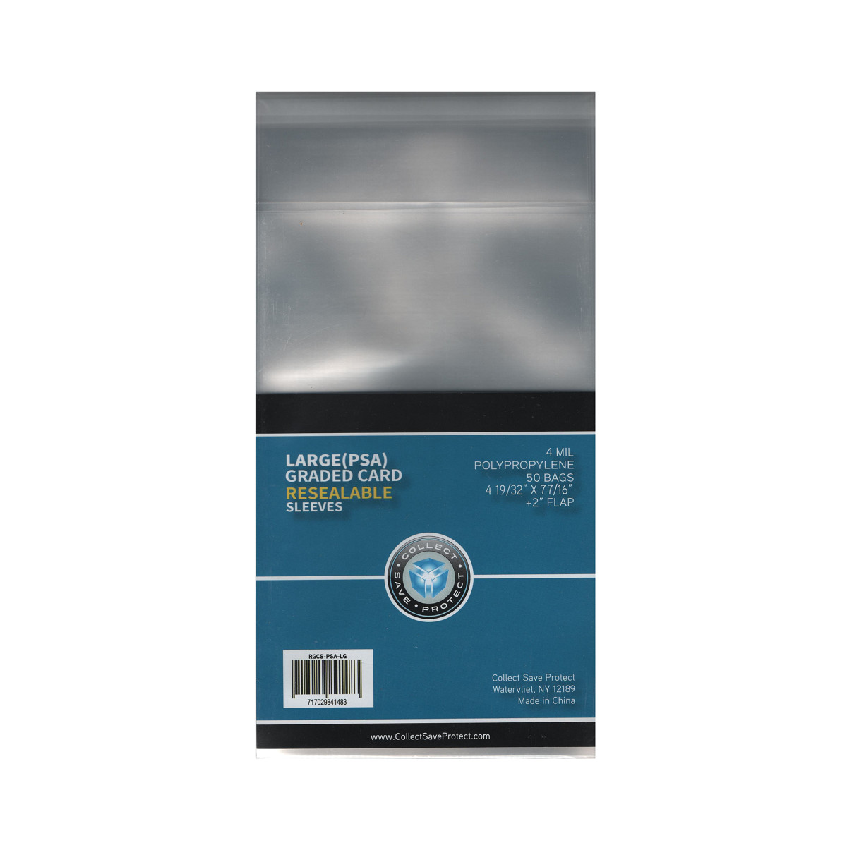 (50-Pack) CSP Large Slab Size PSA Graded Card Sleeves Resealable 4 Mil Poly