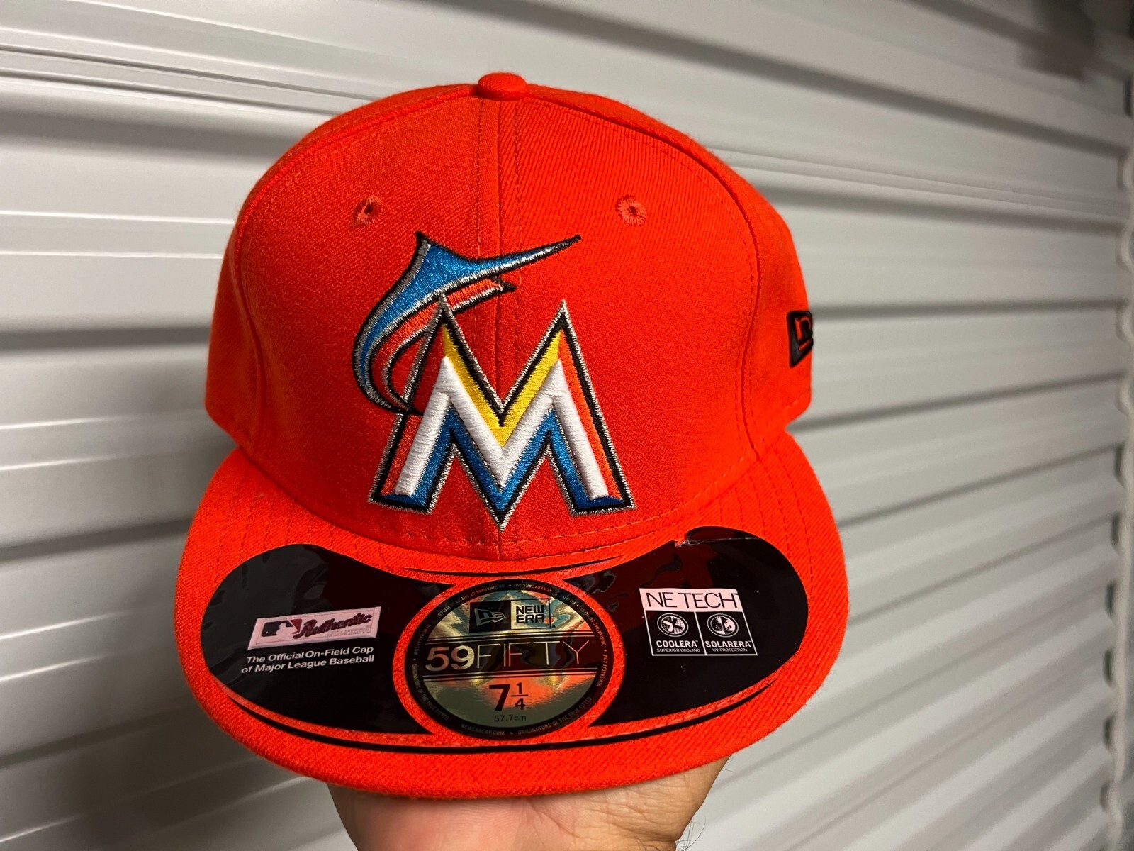 Miami Marlins MLB NE Tech Orange Fitted Hat – New