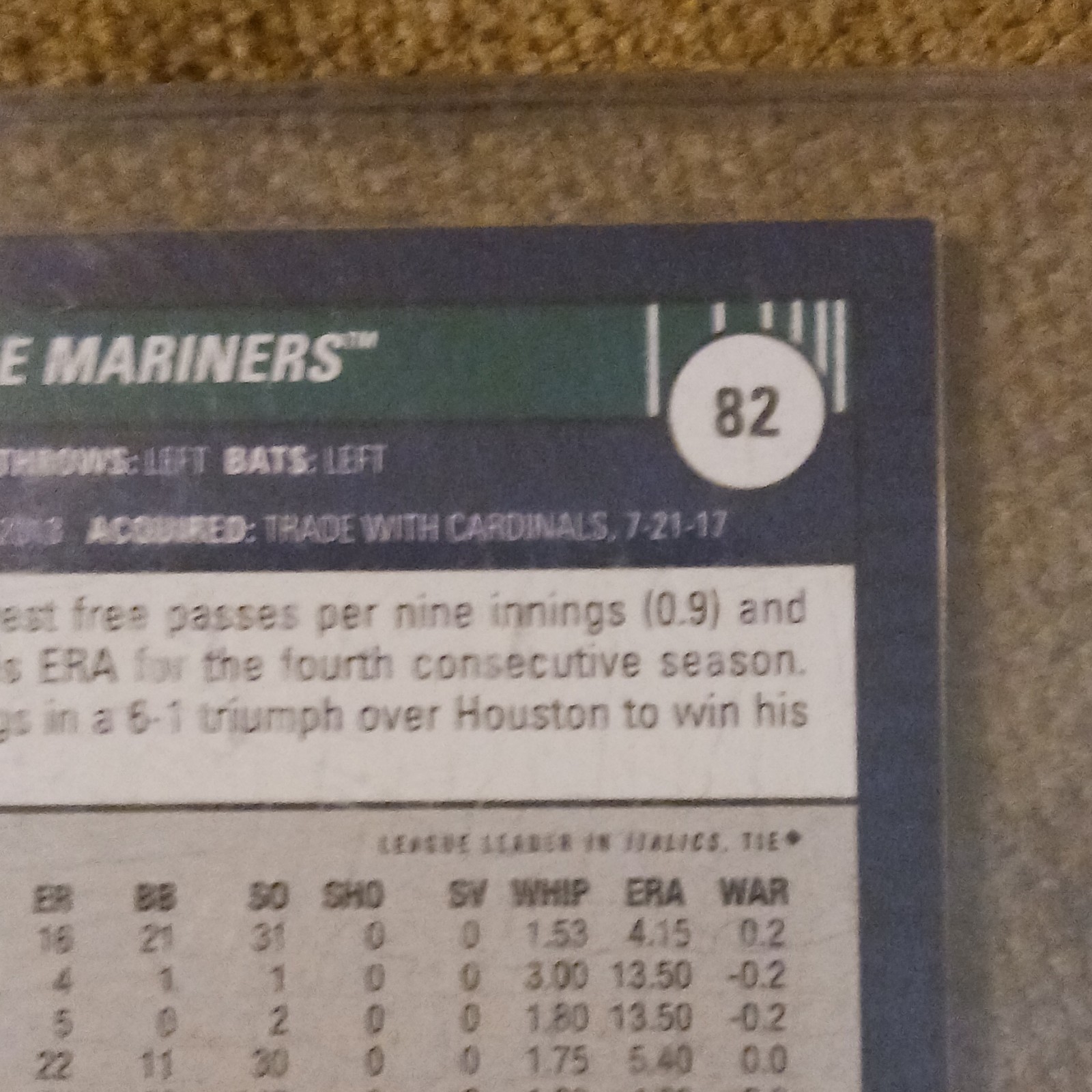 Topps Big League Marco Gonzales Base Set MLB Baseball Card #82 Seattle Mariners