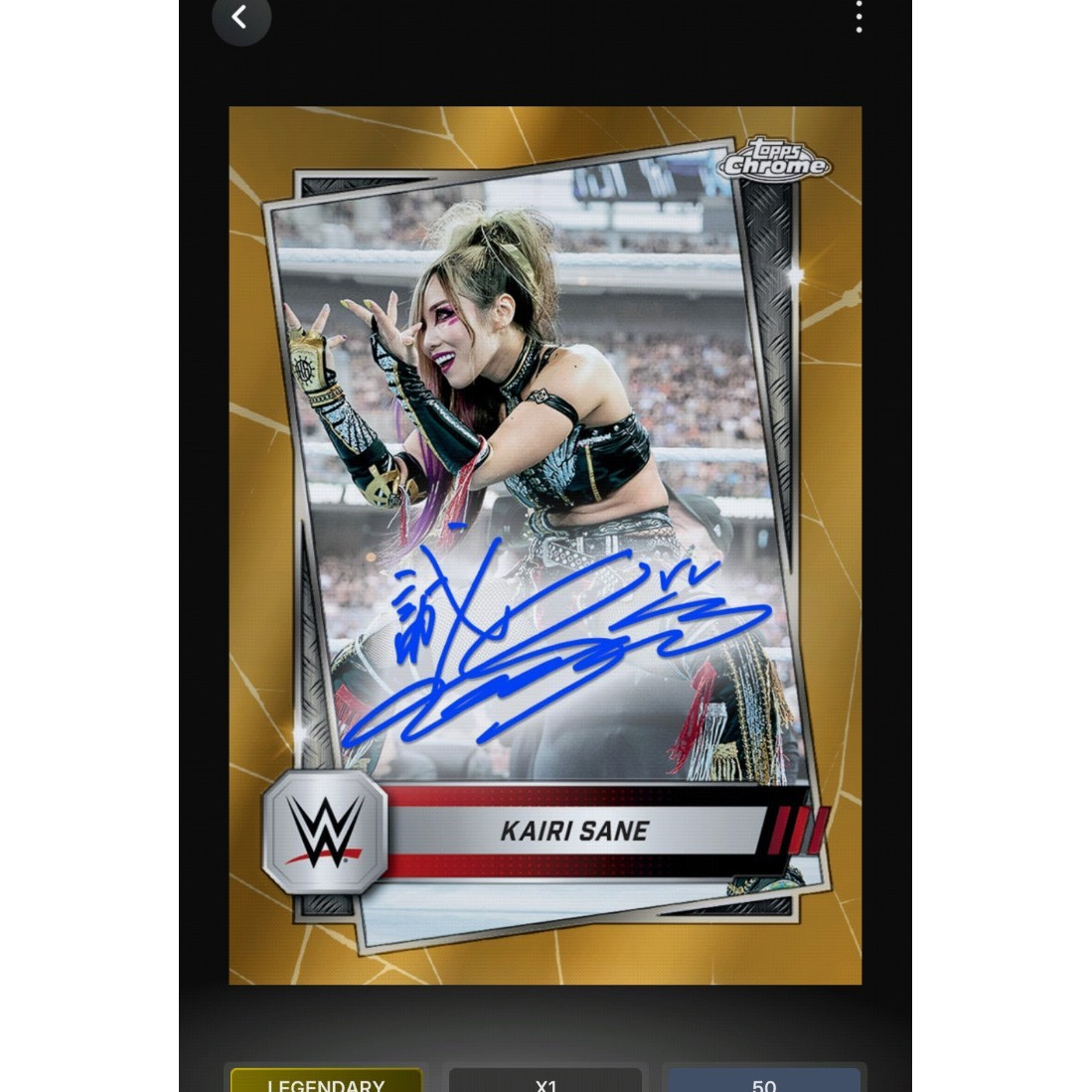 Digital Topps WWE Topps Chrome 25 Kairi Sane Gold Chrome Auto /50