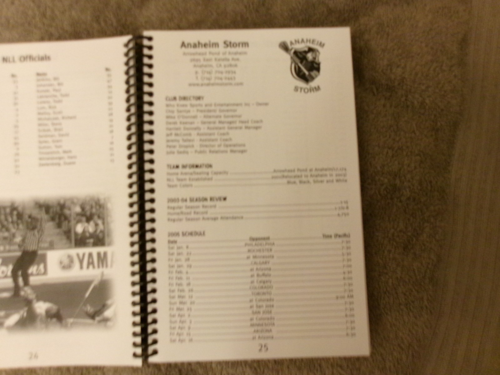 2005 NLL MEDIA GUIDE TORONTO ROCK GARY GAIT LACROSSE ARIZONA STING Program AD
