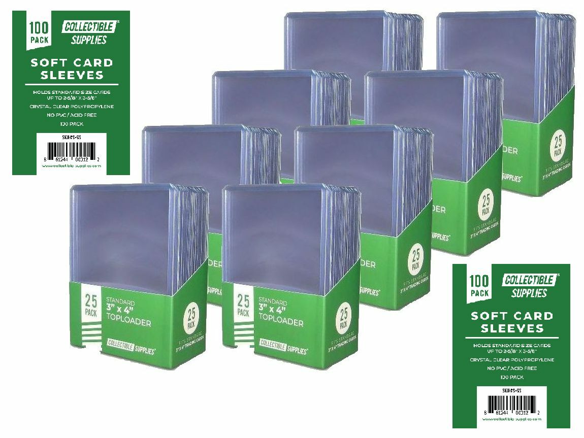 200 Standard 3″ x 4″ Toploaders & 200 Soft Penny Card Sleeves – Top Loaders Lot