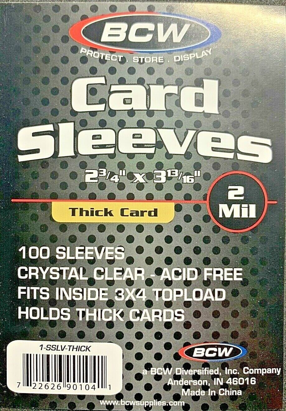 100 BCW THICK Trading Sports Baseball Card Sleeves Soft Bags Acid Free Holder