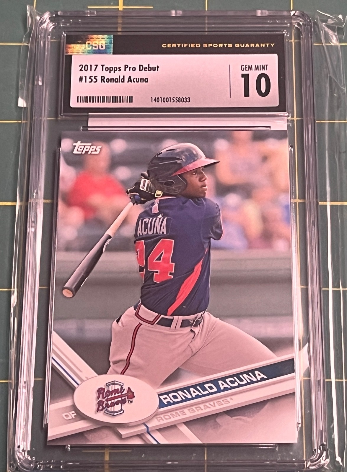 2017 Topps Pro Debut Ronald Acuña Jr. #155 CSG 10 RC Rare Grade Low Pop. (1927