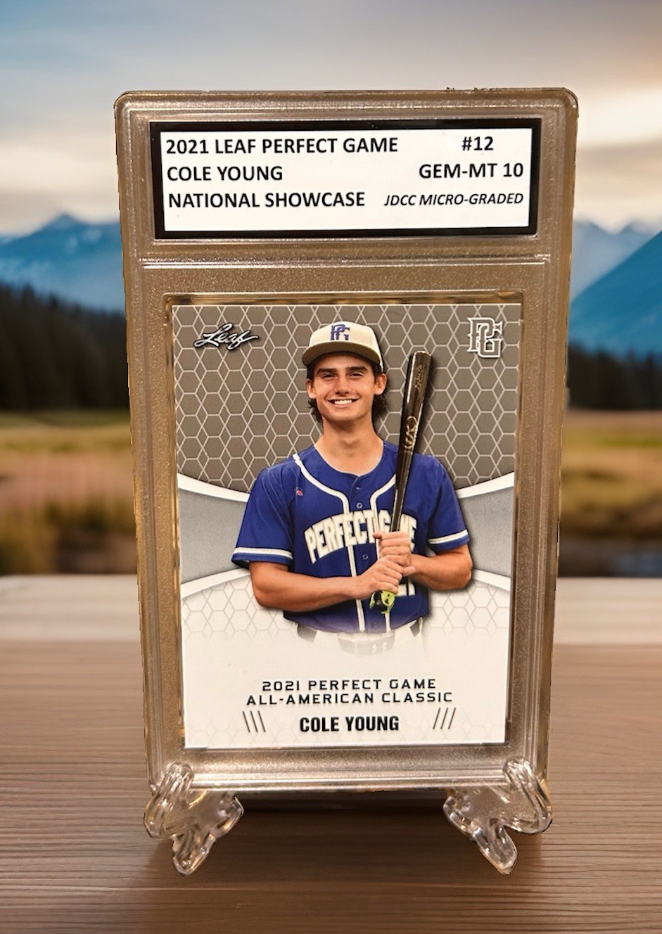 COLE YOUNG RC 2022 LEAF PERFECT GAME Graded “GEM-MT 10 ROOKIE #12. COA!