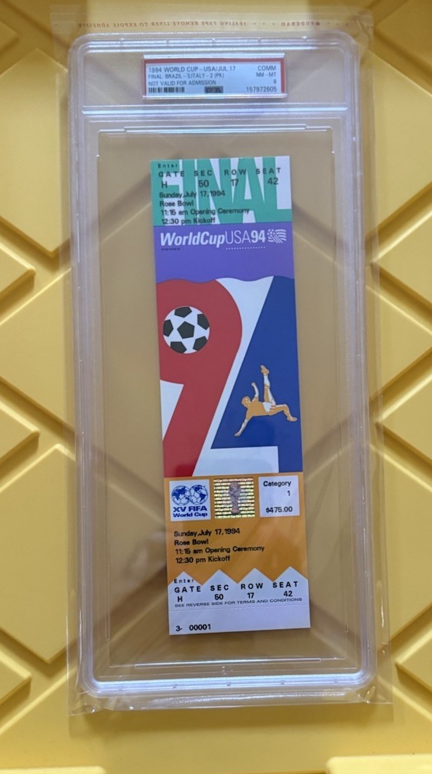1994 WORLD CUP FINAL FULL Ticket Brazil Italy, PSA 8 NM-MT POP 2, 0 Higher! READ
