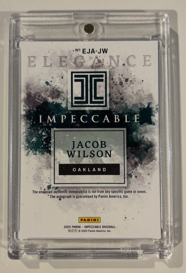 2025 Panini Impeccable -Jacob Wilson Autograph RPA 31/99 Elegance RC