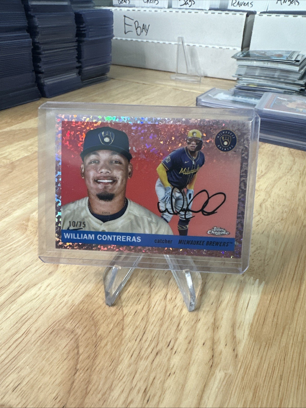 William Contreras, Topps Chrome Platinum, 2025, Orange Foilfactor, /75 Brewers