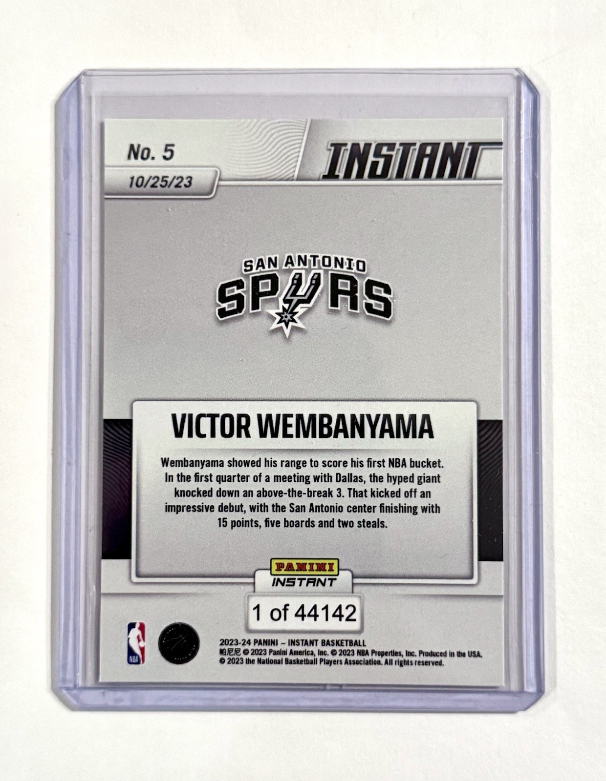 2023-24 Panini Instant – Victor Wembanyama #5 /44142 (RC)