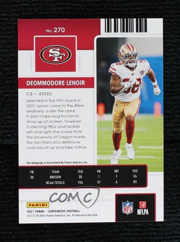 2021 Contenders Super Bowl Ticket 1/1 Deommodore Lenoir #270 Rookie Auto RC ig1