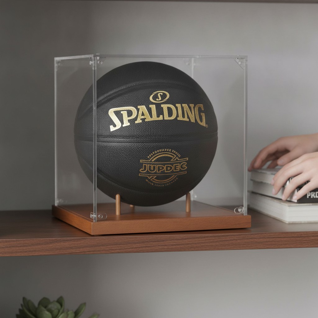 10″ Full-Size Basketball Display Case – UV Protected Acrylic & Elegant Wood Base