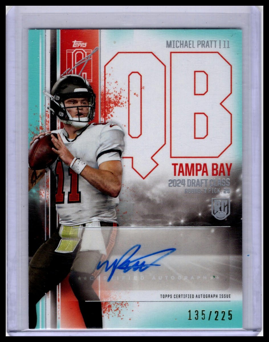 Michael Pratt 2024 Topps Chrome Signature Class RCA-MP Teal Auto /225 RC Bucs