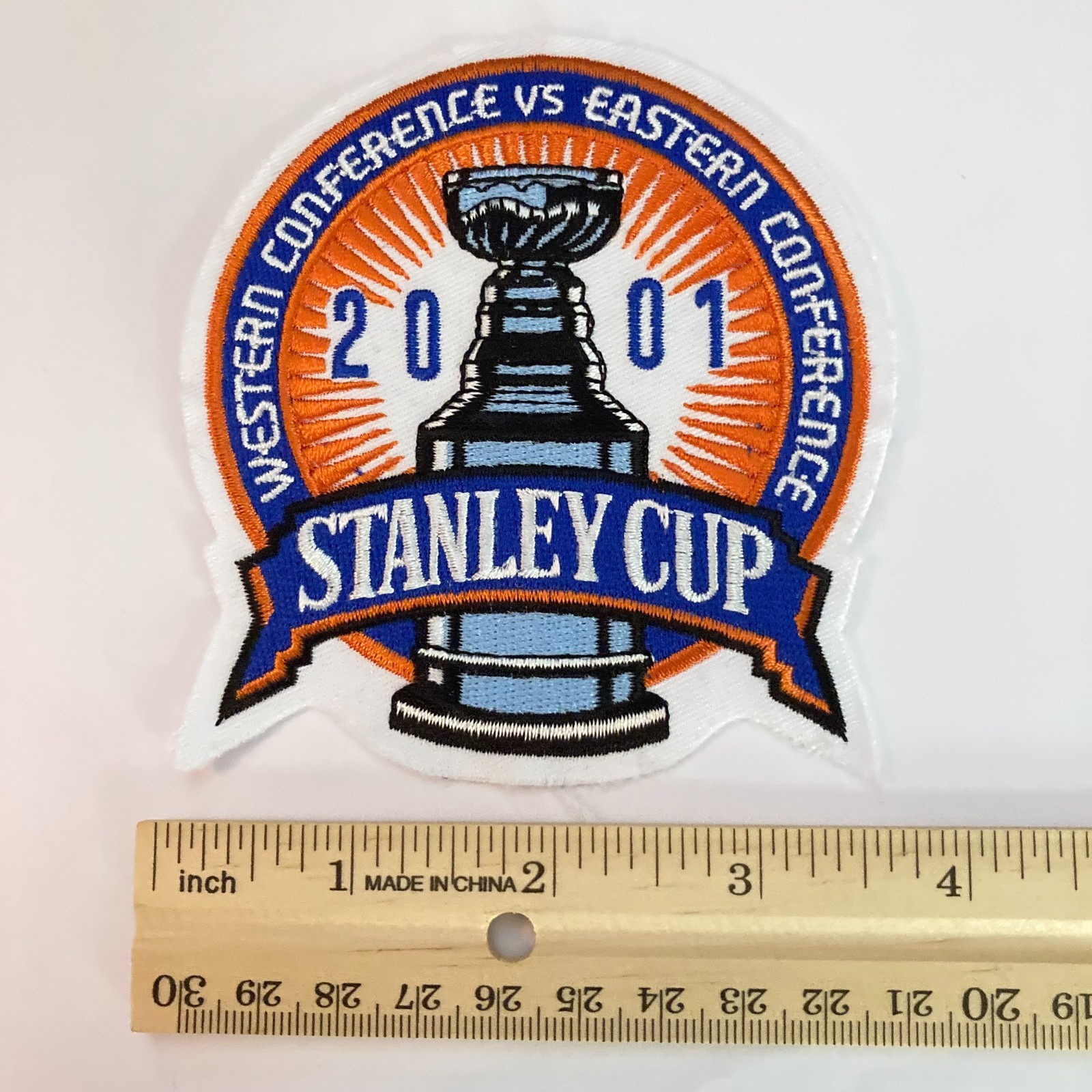 2001 STANLEY CUP FINAL Official NHL Embroidered Iron-On Jersey Sleeve Logo Patch