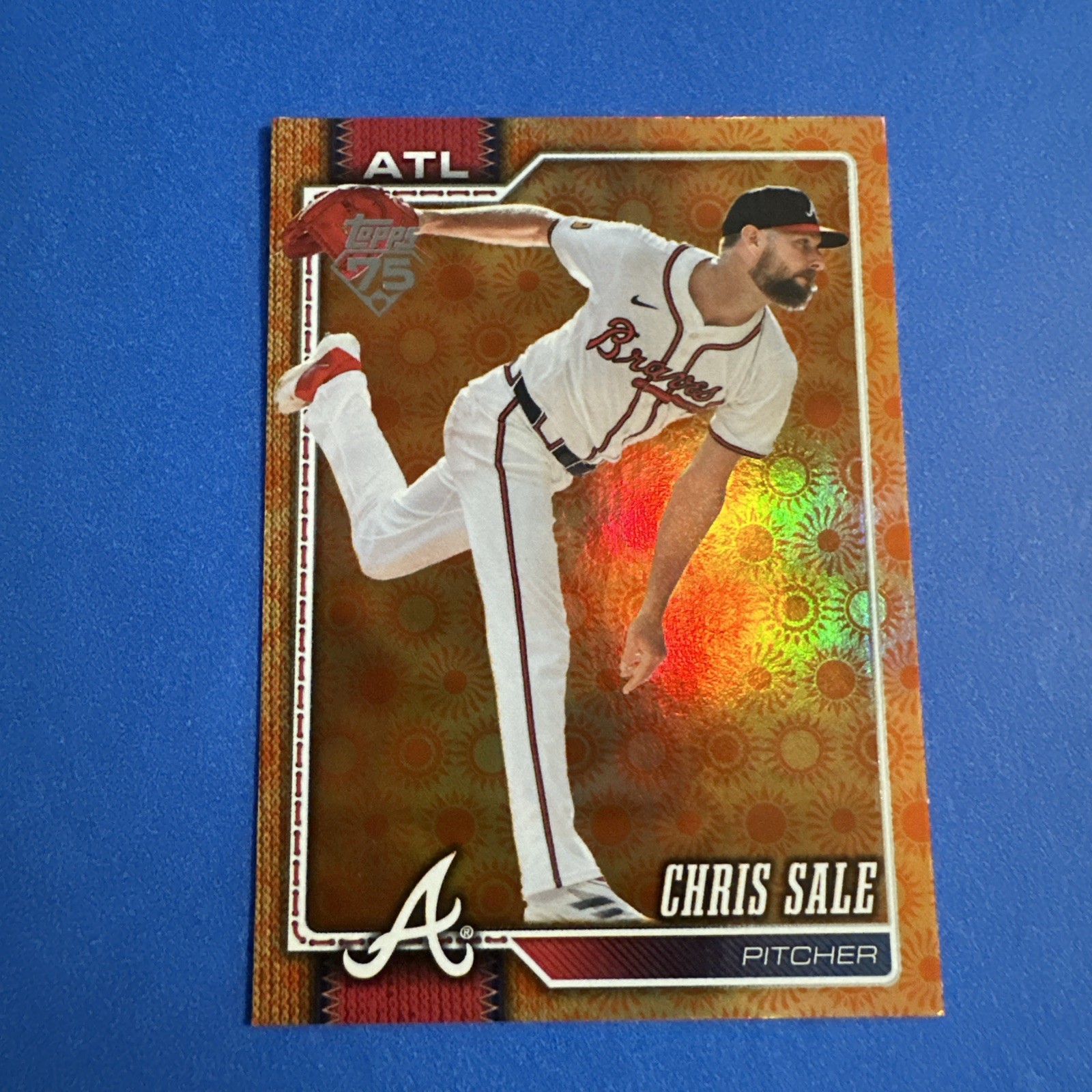 2026 Topps Series 2 Orange Sun Foil Parallel #427 Chris Sale Atlanta Braves