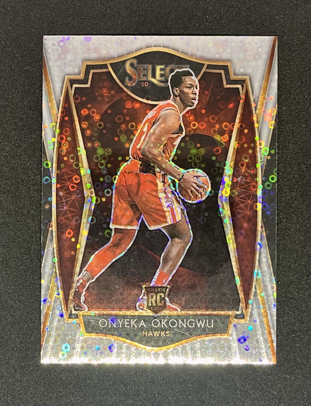 2020-21 Select Onyeka Okongwu Silver Disco Prizm RC Premier Level #186 Hawks