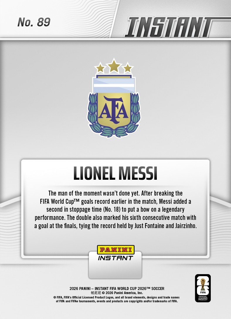 2026 Panini Instant Lionel Messi FIFA World Cup Limite Print Card **Pre-Sale**
