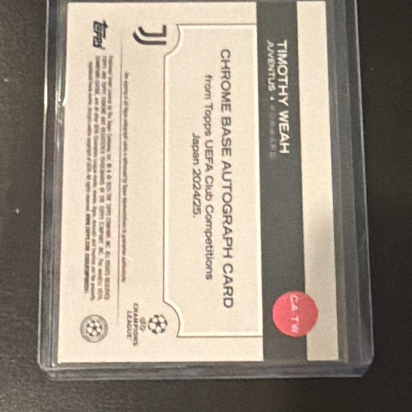 Topps UEFA Japan 2024/25 Timothy Weah CA-TW Auto 47/75 Juventus