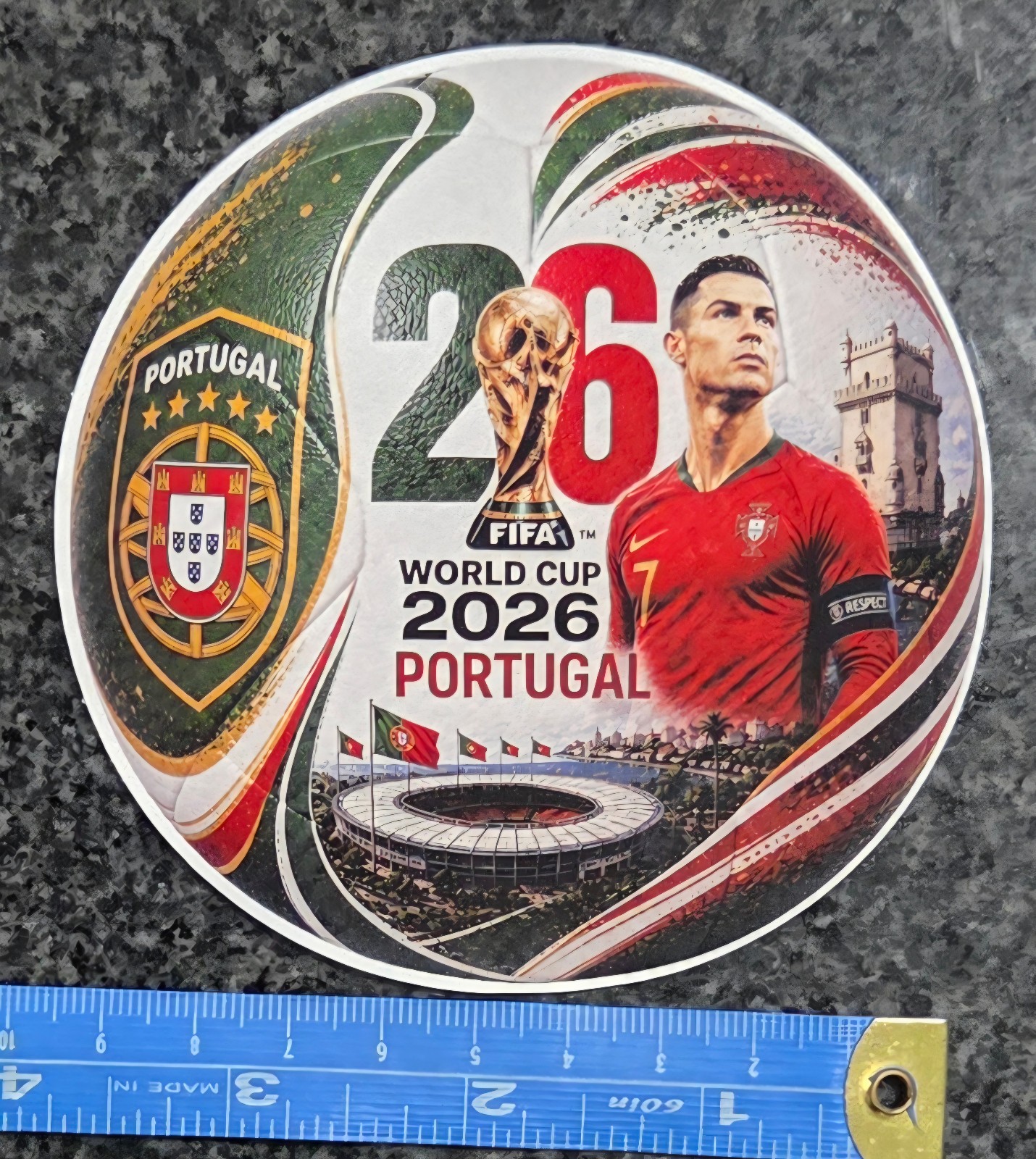 2026 FIFA World Cup Portugal Soccer Ball Decal / Sticker Water Resistant UV Lami