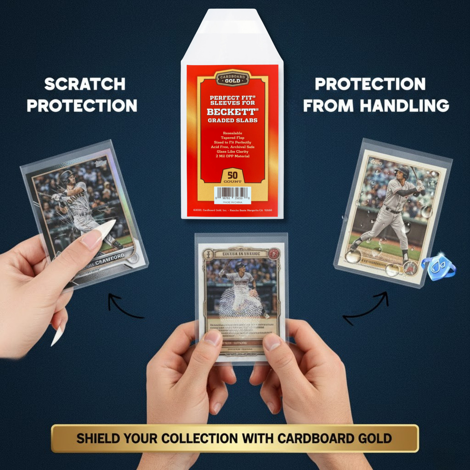 1000 CBG Max Pro Perfect Fit Graded Card Sleeves Snug Fit Beckett Size Clearest!