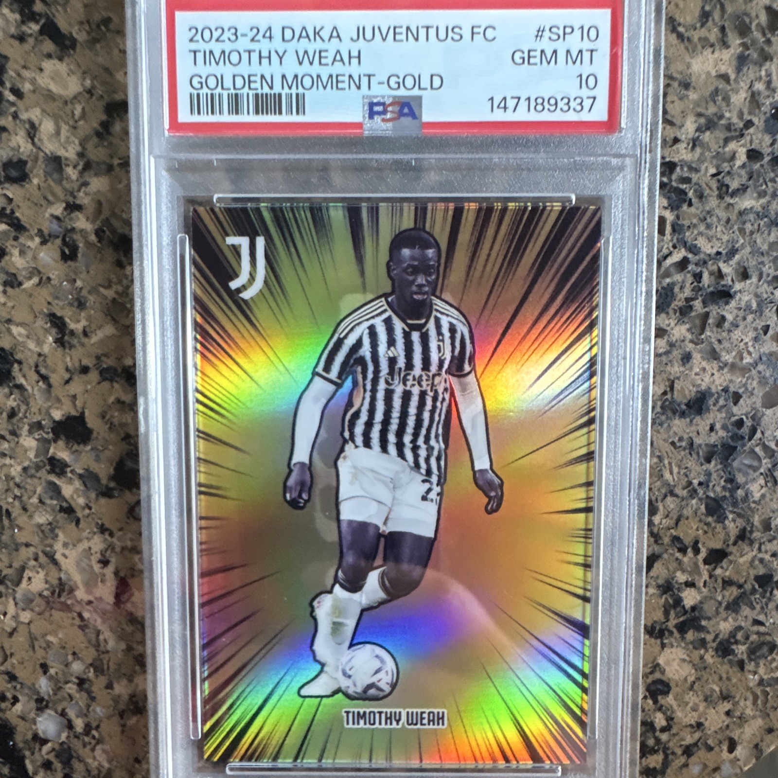 DAKA 2023-24 Juventus Timothy Weah Golden Moment Gold SP-10 /20 PSA 10