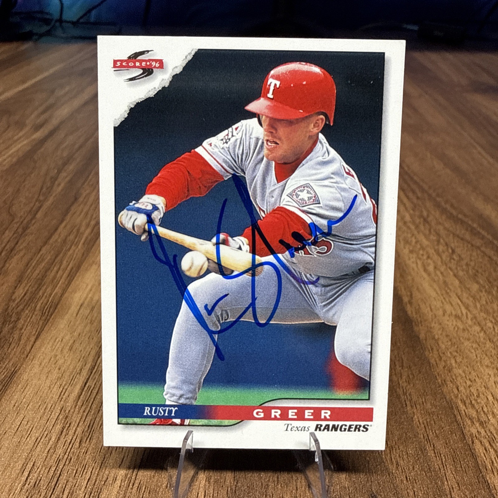 1996 Score Rusty Greer #30 – Texas Rangers – Hand Signed Auto No COA