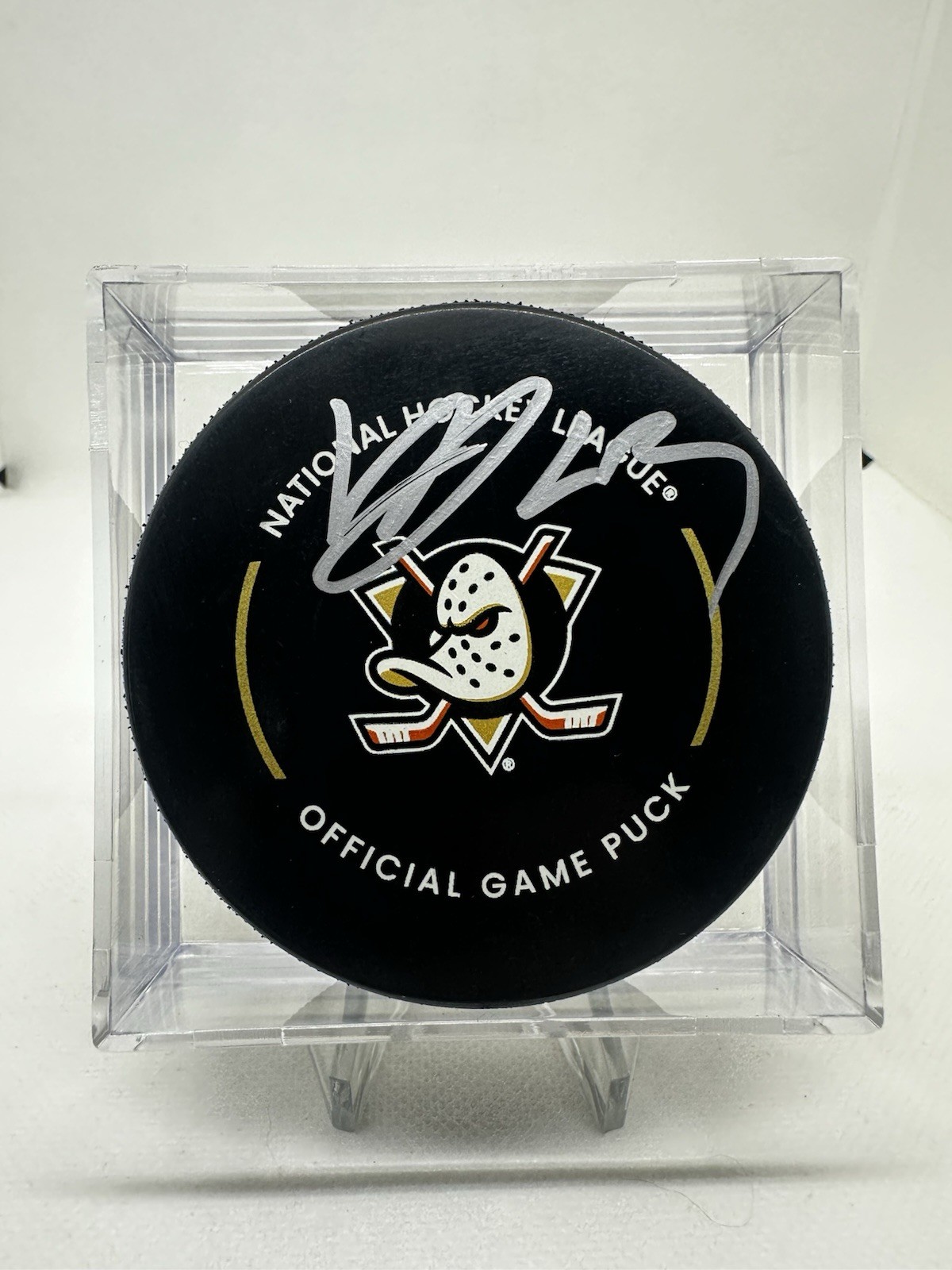 Mason McTavish Signed Autograph NHL Official Game Puck Anaheim Ducks Blues