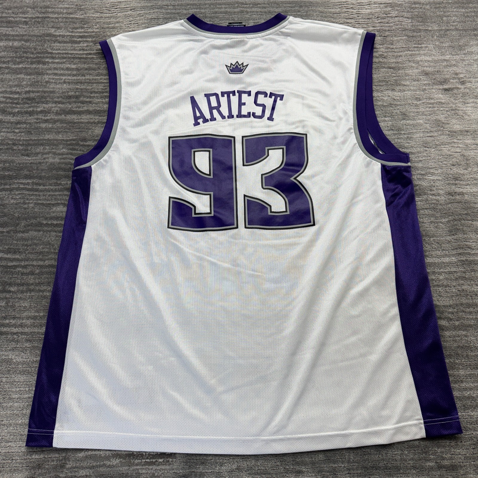 Sacramento Kings Jersey Size XL Reebok Ron Artest #93 Metta NBA Basketball White