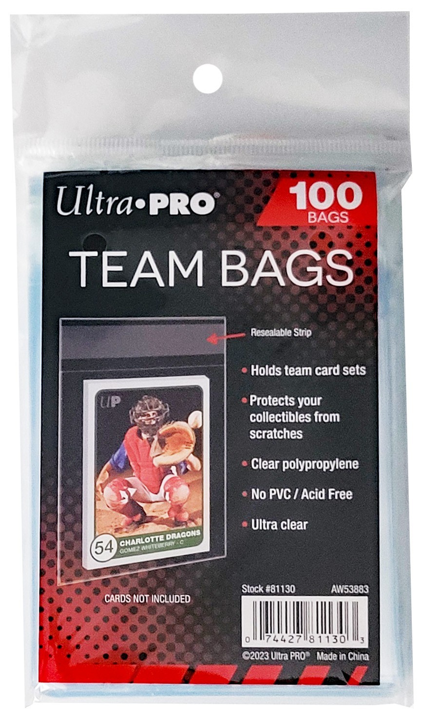 100 Ultra Pro Team Set Bags Resealable Strip Card Sleeve Sports Trading Storage