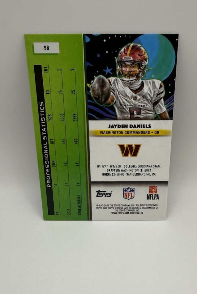 2025 Topps Chrome Cosmic Jayden Daniels Base Card #98-Washington Commanders NFL