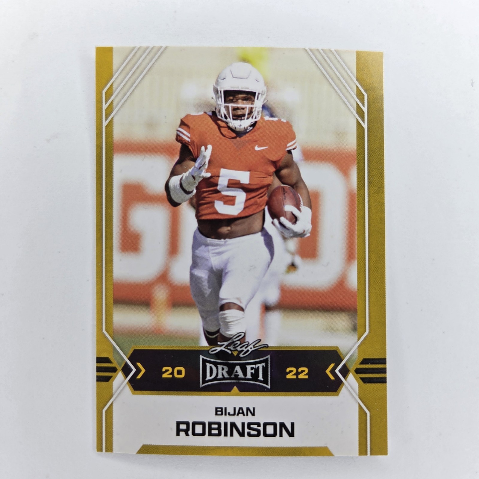 2022 Leaf Draft Bijan Robinson Gold Border #01 Atlanta Falcons Texas Longhorns