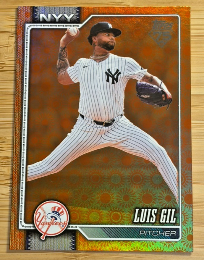 2026 Topps Series 2 Luis Gil Orange Sun Holiday Foil New York Yankees