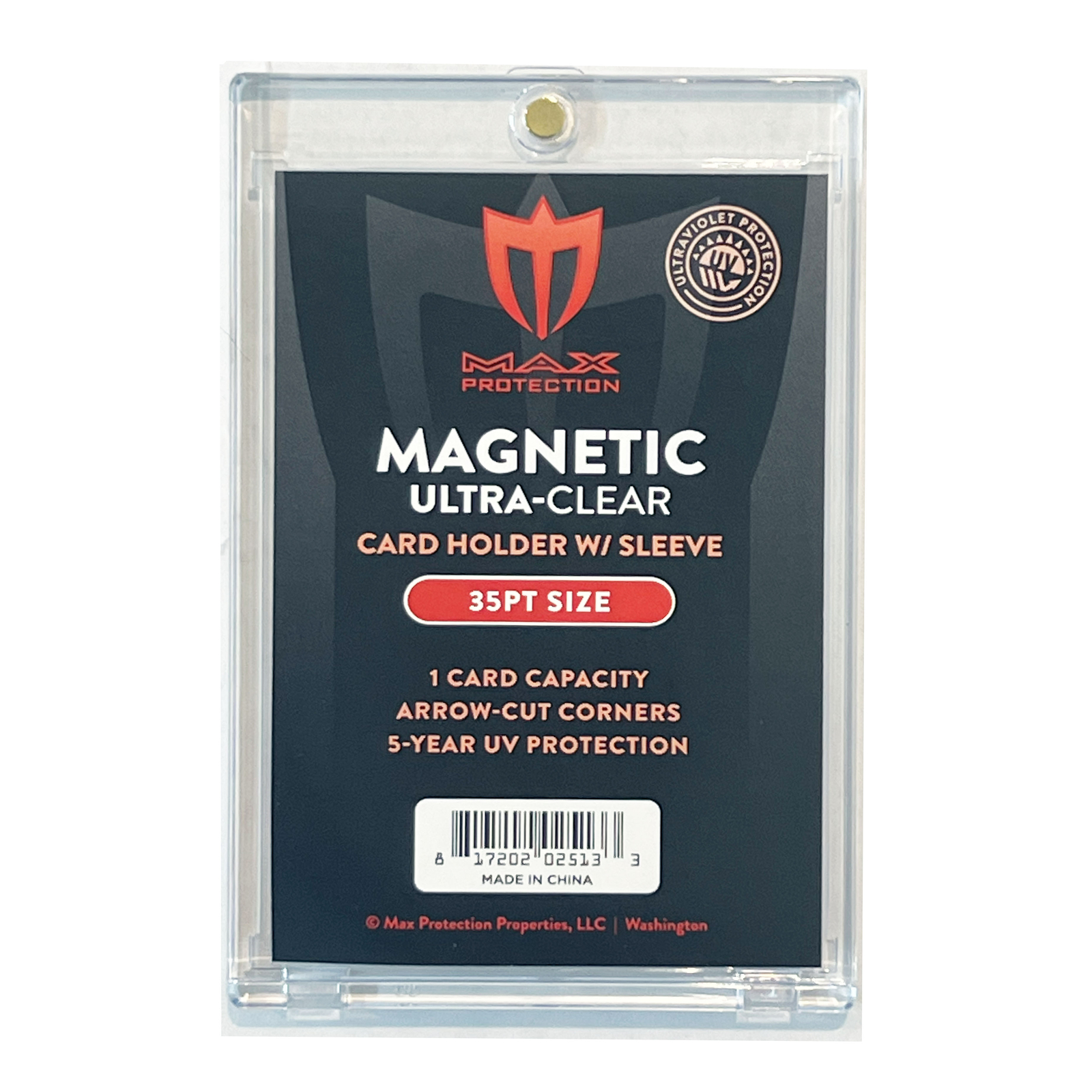50ct Max Pro UV Ultra Clear Magnetic Card Holder 35pt w/Soft Sleeve Size
