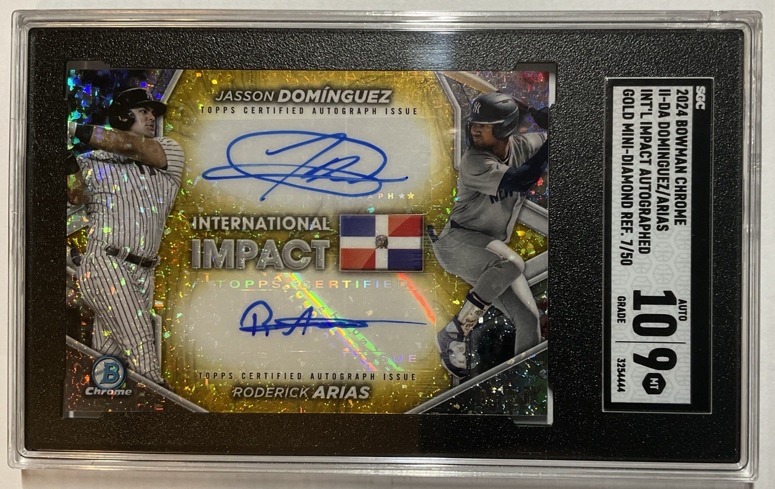 2024 BOWMAN CHROME JASSON DOMINGUEZ RODERICK ARIAS GOLD MINI DIAMOND 07/50 II-DA