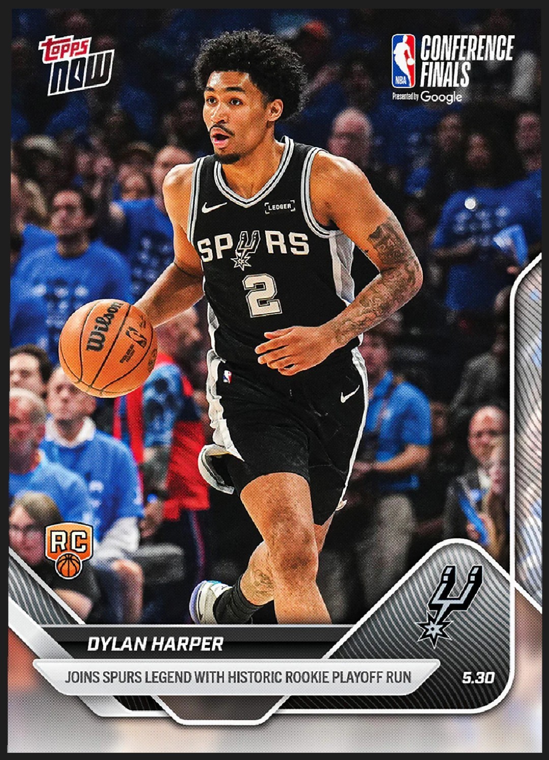 Dylan Harper 2025-26 Topps NOW #325 RC Conference Finals Spurs Rookie Playoffs