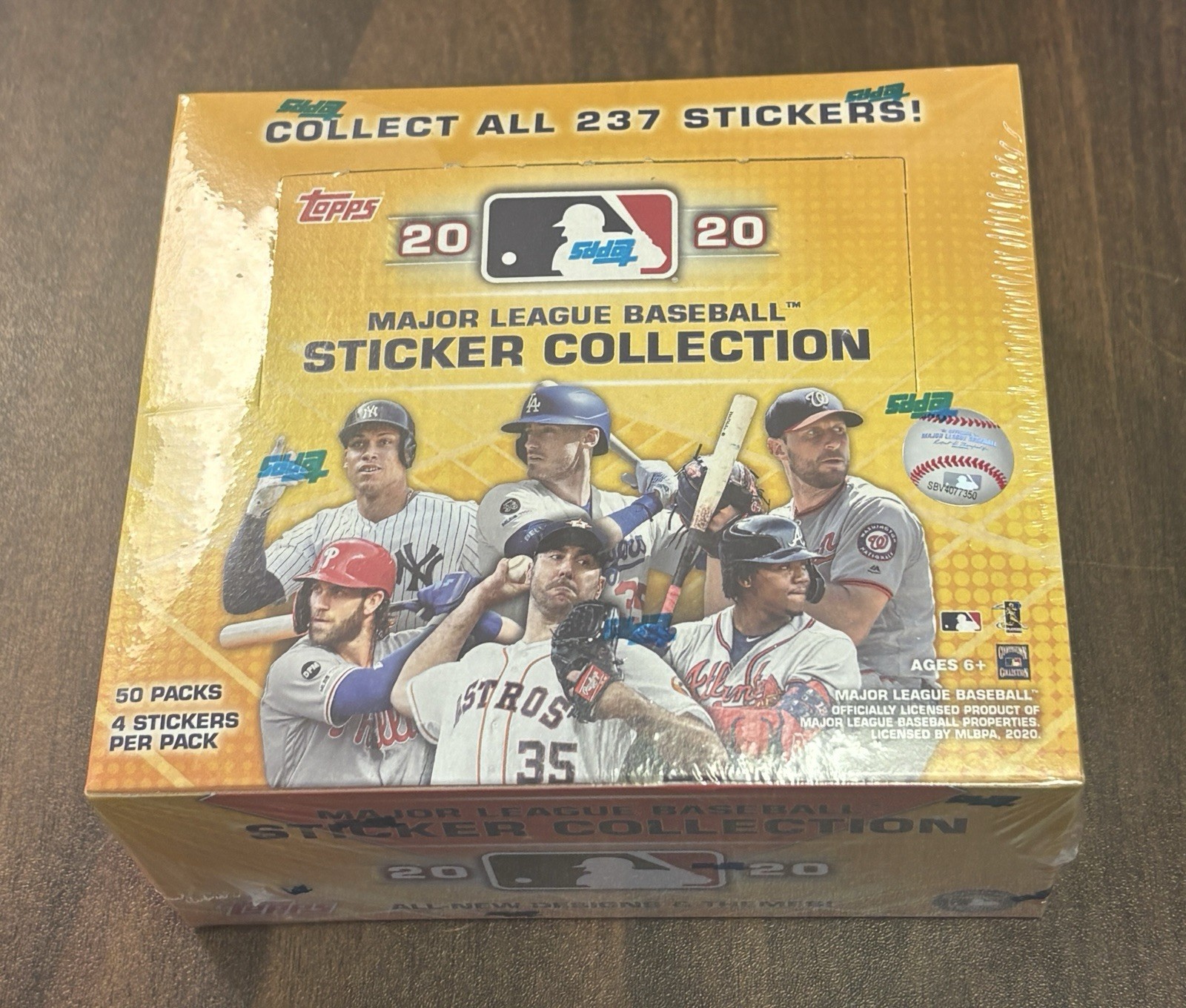 2020 Topps MLB Baseball Sticker Collection box Unopened 50 Packs 4 Per Pack