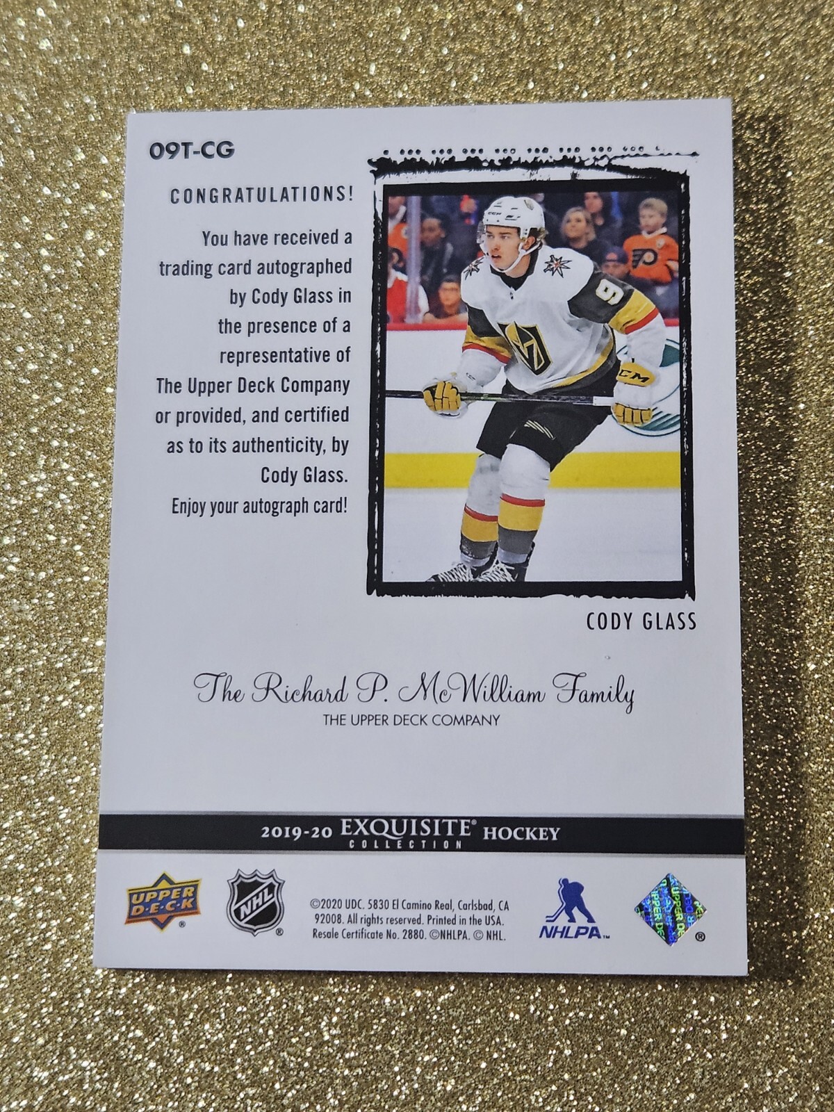 2019-20 Upper Deck Exquisite Rookie Autograph /99 Cody Glass #09T-CG 💥💥