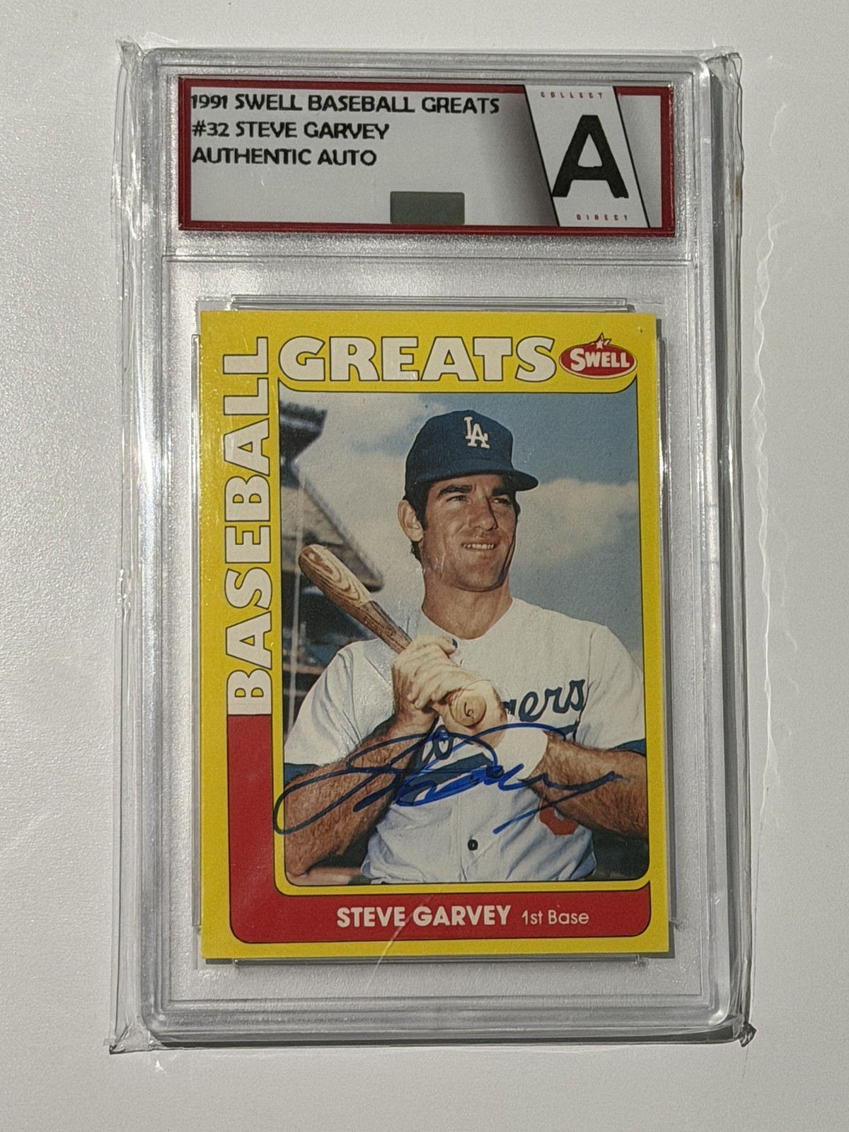 1991 Swell Baseball Greats Steve Garvey Autographed Card #32 Dodgers Impel