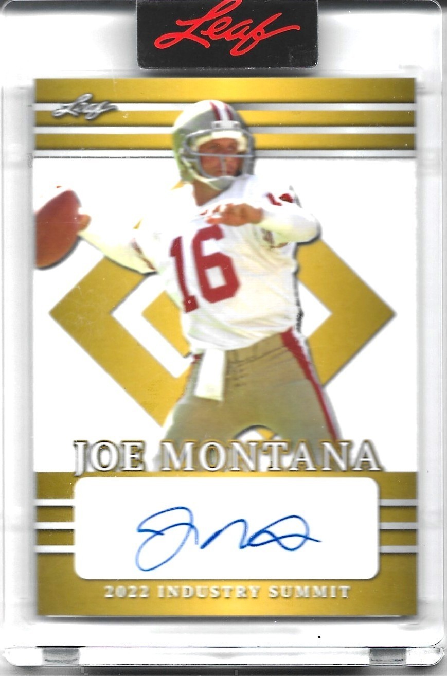 2022 Leaf Industry Summit Gold Autograph #IS-JM1 Joe Montana 49ers HOF 4-0 in SB