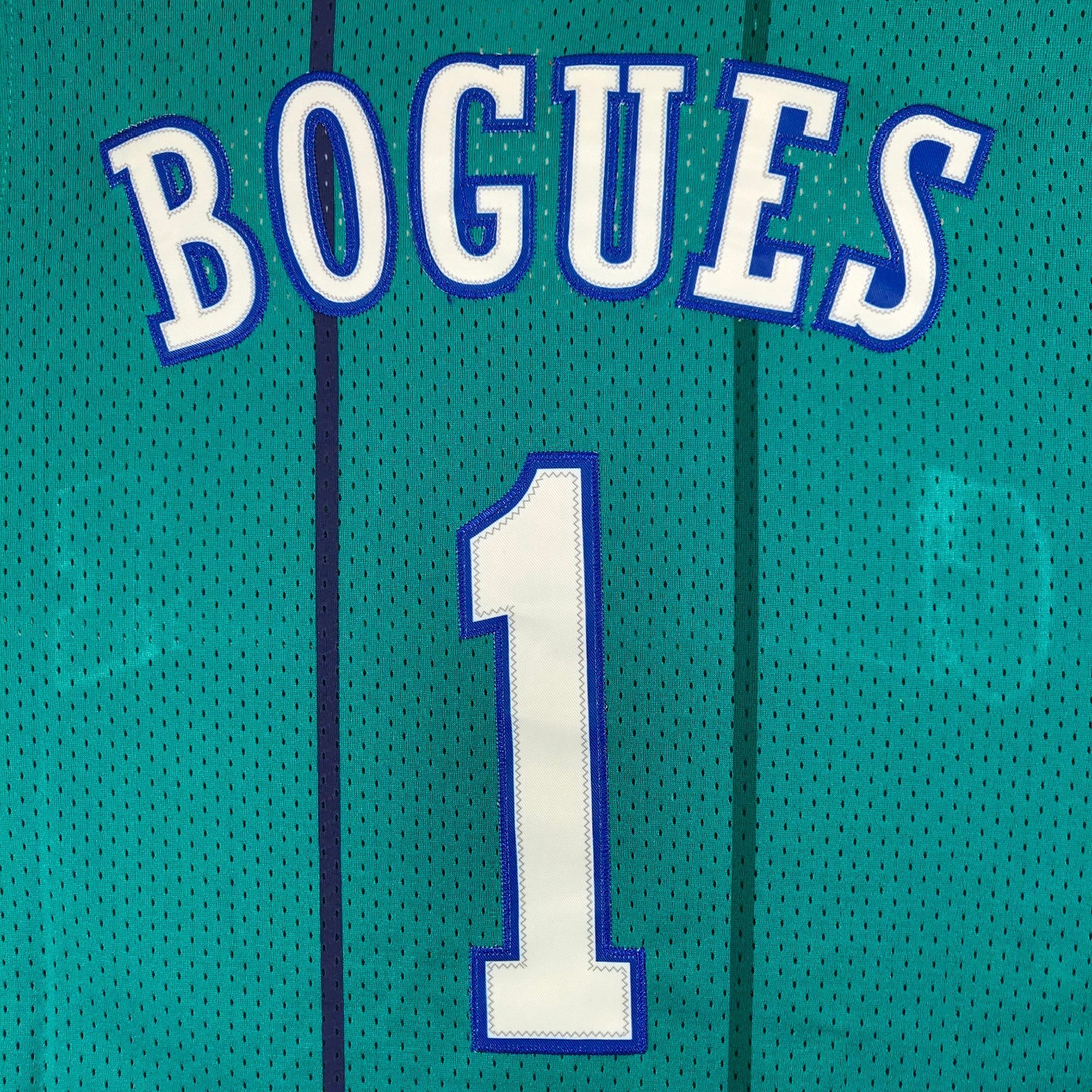 Muggsy Bogues #1 Jersey, Embroidered, Blue, S/M/L/XL/2XL