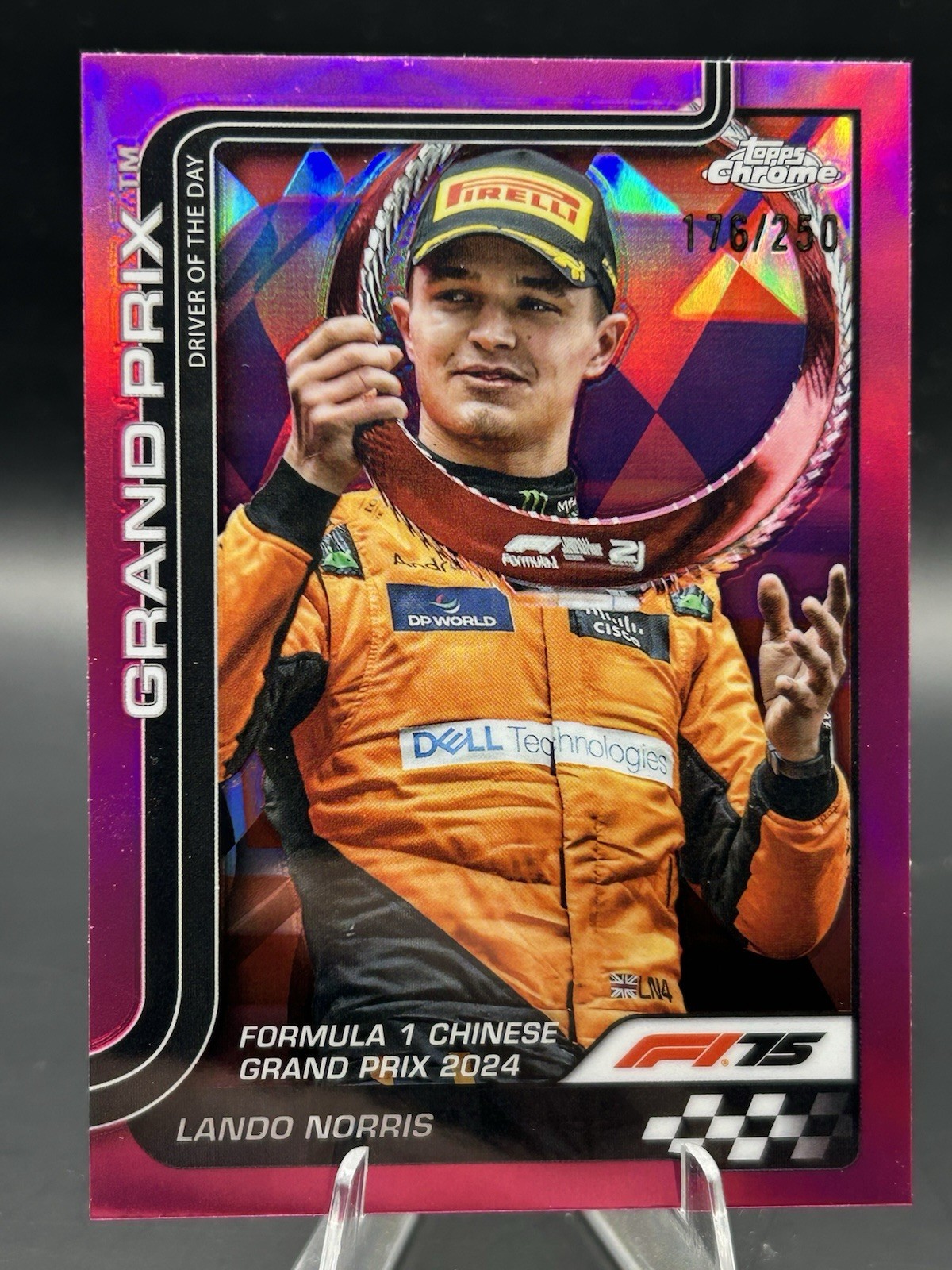 2025 Topps Chrome Formula 1 Lando Norris DotD True Pink Refractor /250 #126