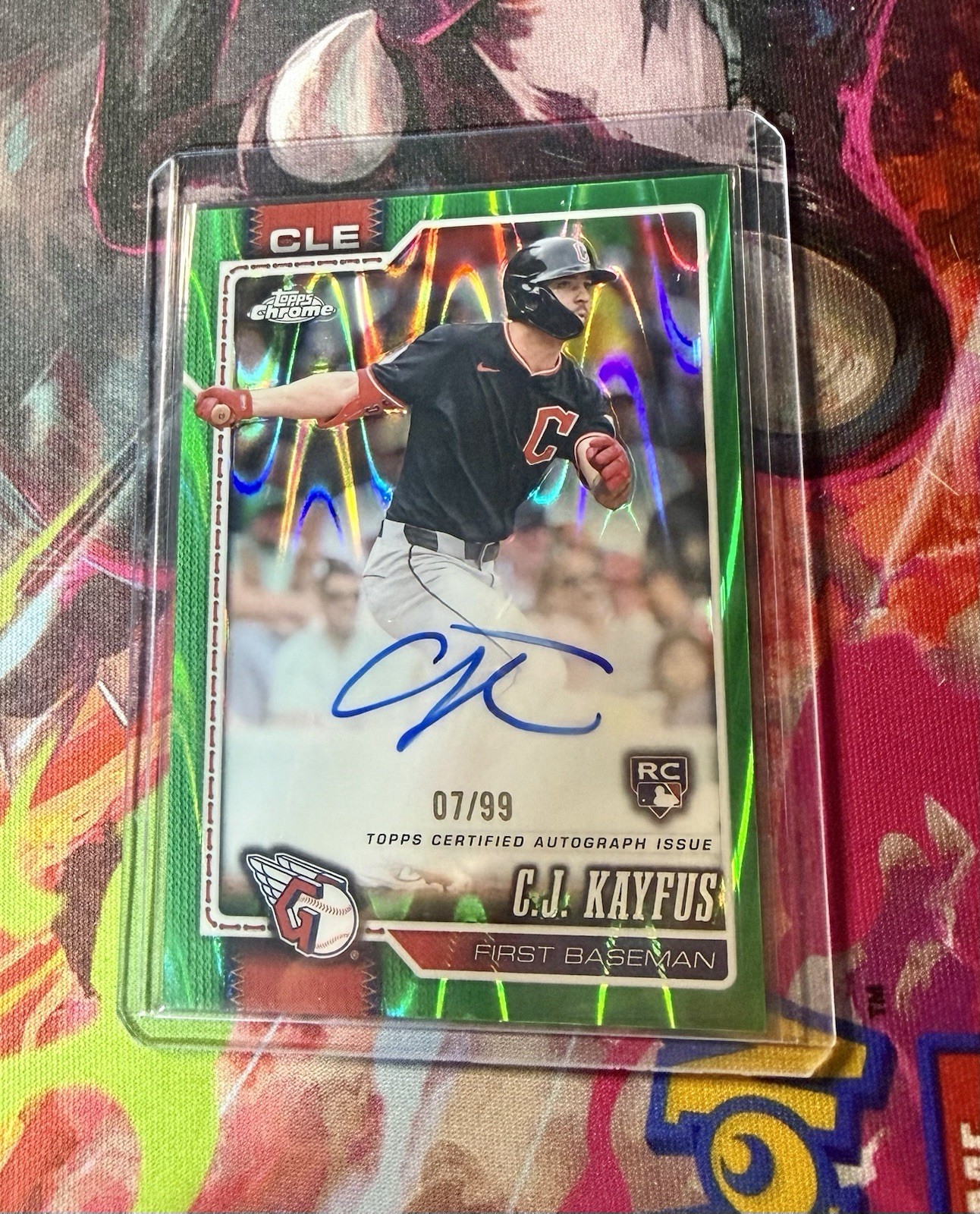 2026 Topps Chrome C.J. Kayfus True Green Ray Wave RC On Card Auto /99 Guardians