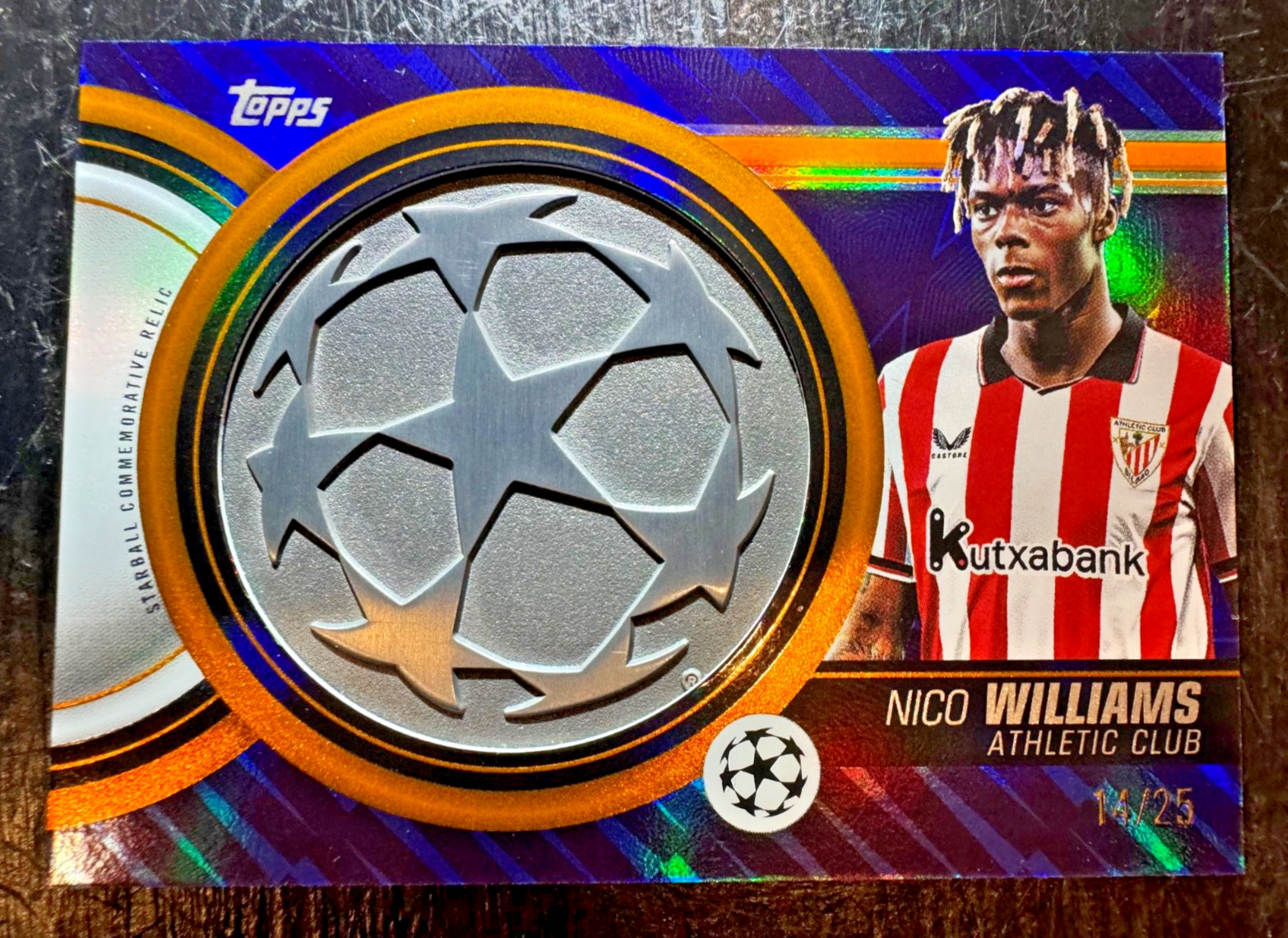 2025-26 Topps Nico Williams Starball Commemorative Relic Gold /25 Athletic Club