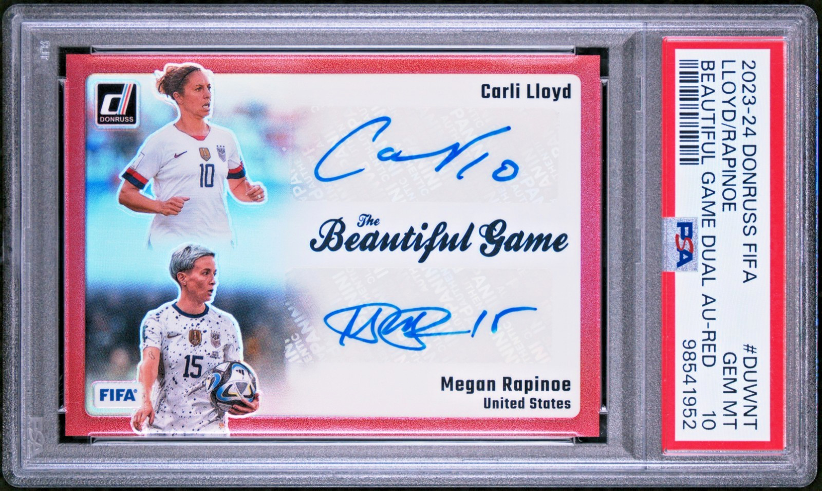 Carli Lloyd / Megan Rapinoe Dual “Beautiful Game” Auto /10 💎PSA 10 POP 1 USWNT