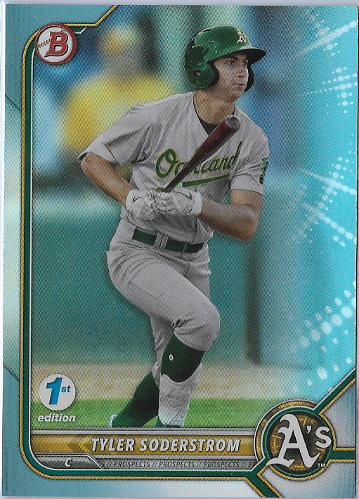 Tyler Soderstrom Sky Blue Foil #BPPF-41 2022 Bowman 1st Edition Oakland A’s