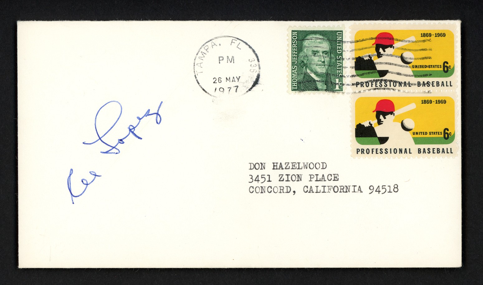 Al Lopez Signed 3.5×6.5 Postal Cover Chicago White Sox Signed Twice
