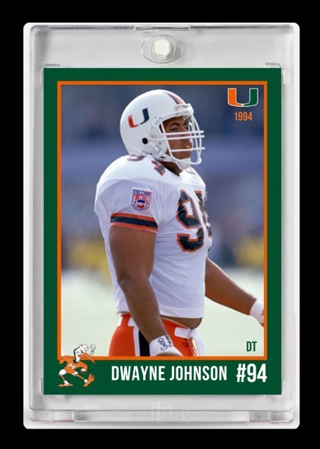 1994 Dwayne Johnson “The Rock” NCAA Rookie Card Miami Hurricanes #94