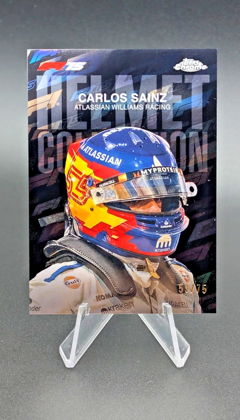 #/75 2025 Topps Chrome F1 CARLOS SAINZ Helmet Collection Black 75th Ann #/75 WOW