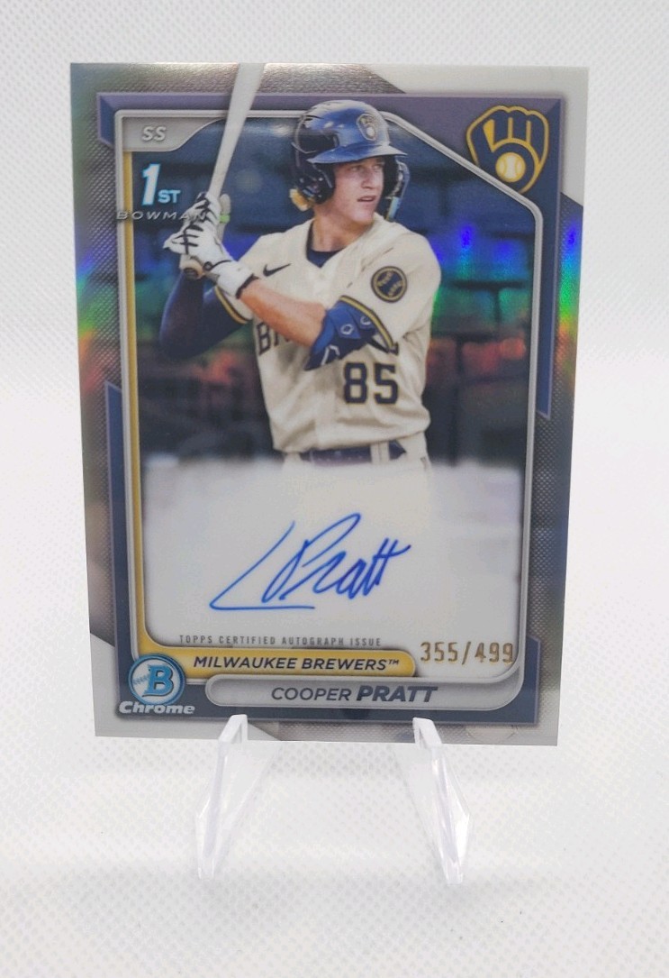 2024 Bowman Chrome 1st Auto Cooper Pratt REFRACTOR /499 #CPA-CPR Brewers
