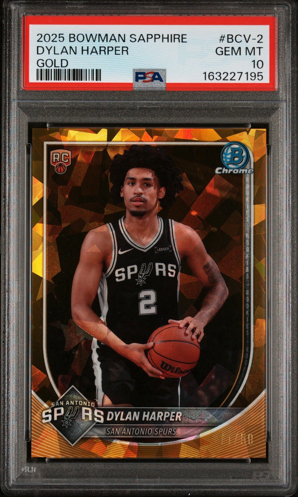 2025 Bowman Sapphire Dylan Harper #BCV-2 Gold /50 PSA 10 POP 1